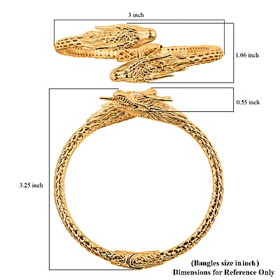 Bali Legacy Dragon Bangle Bracelet in Vermeil Yellow Gold Over Sterling Silver (7.25 In) 30.95 Grams