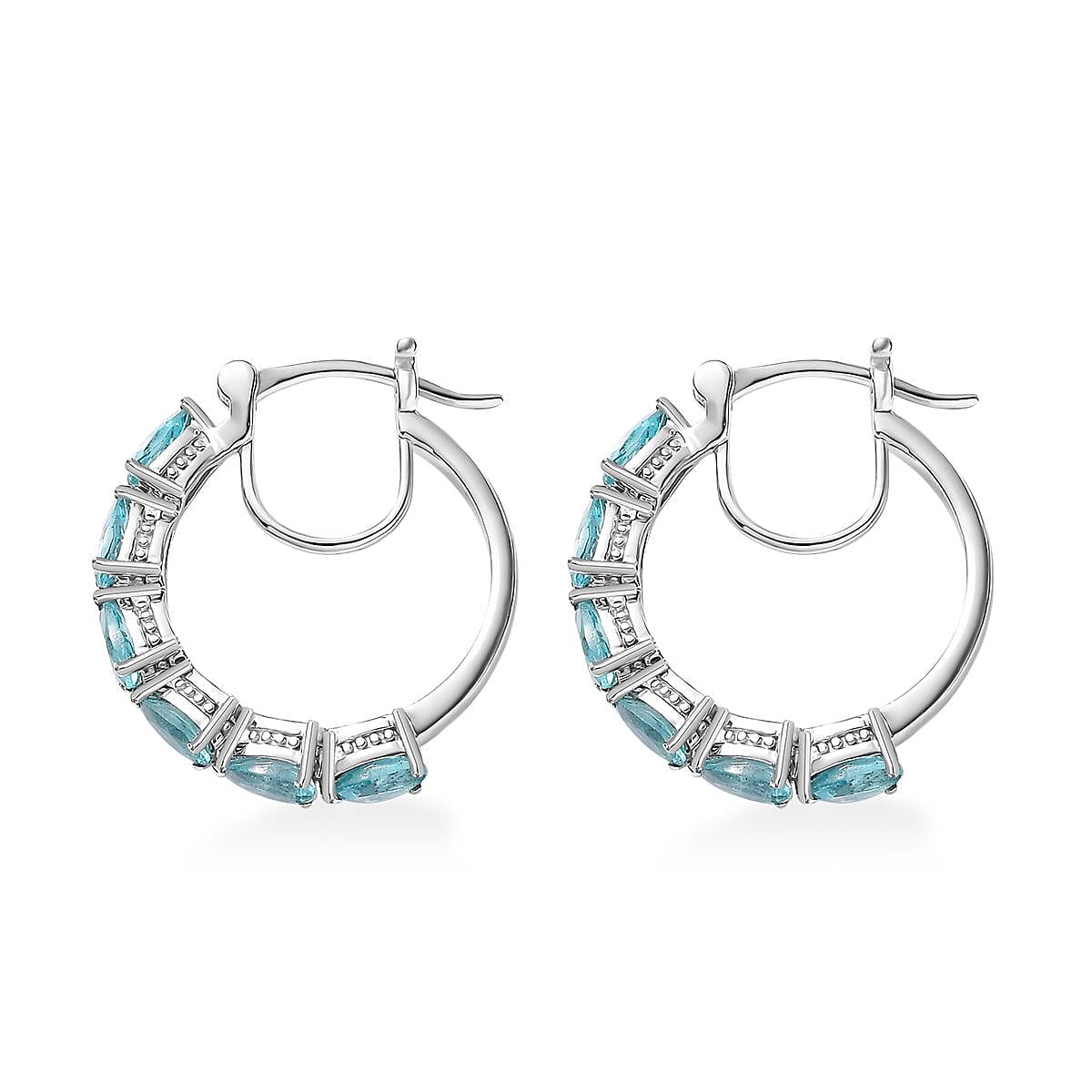D'Joy Natural Green Apatite 2.80 ctw Serenity Vine Earrings in Rhodium Over Sterling Silver
