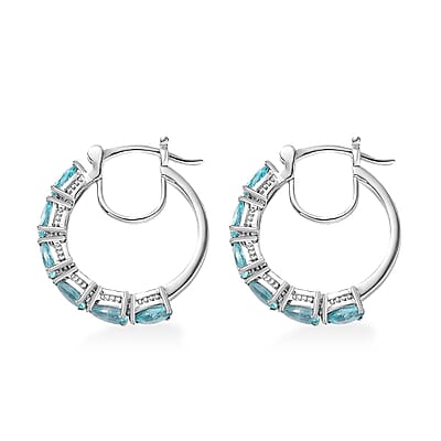 D'Joy Natural Green Apatite 2.80 ctw Serenity Vine Earrings in Rhodium Over Sterling Silver