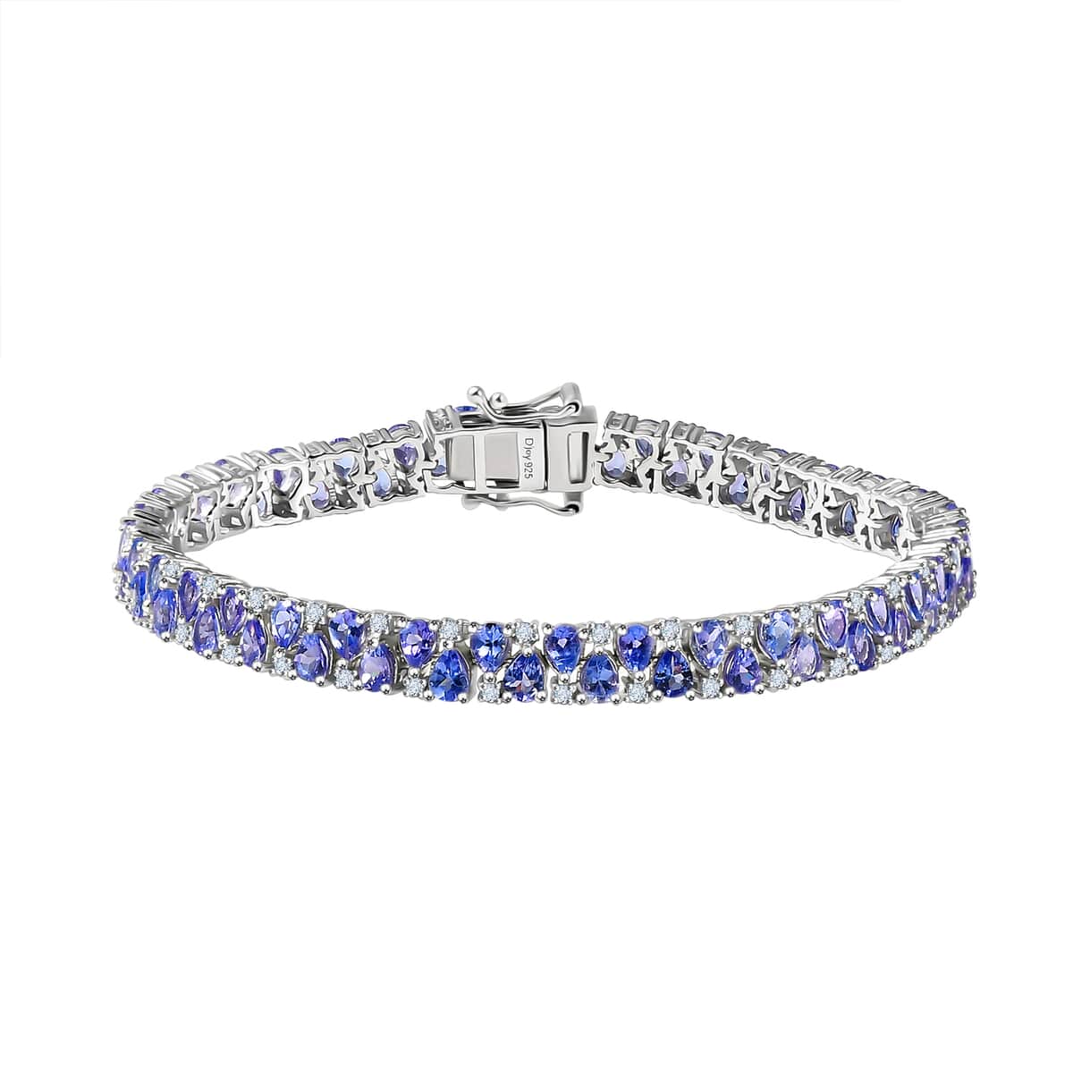 Tanzanite and White Zircon 11.75 ctw Bracelet in Rhodium Over Sterling Silver (7.25 In) image number 0