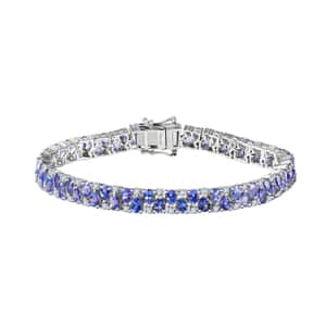 Tanzanite and White Zircon 11.75 ctw Bracelet in Rhodium Over Sterling Silver (7.25 In)