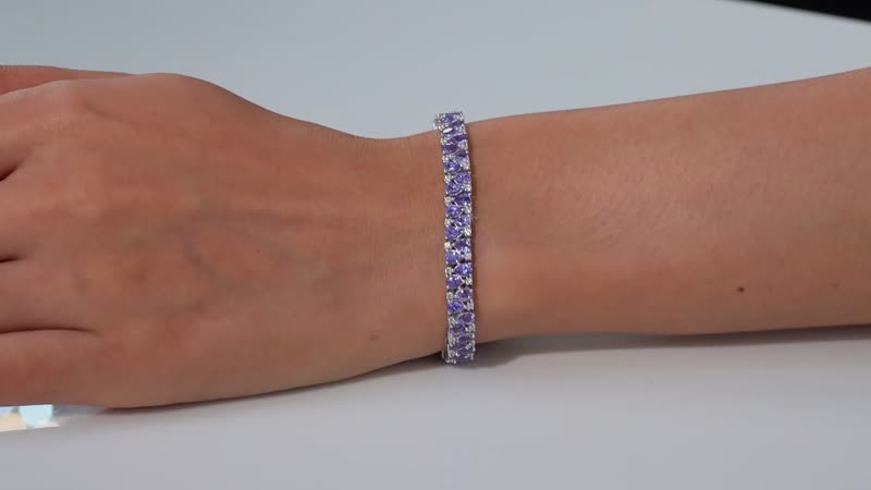 Tanzanite and White Zircon 11.75 ctw Bracelet in Rhodium Over Sterling Silver (7.25 In)