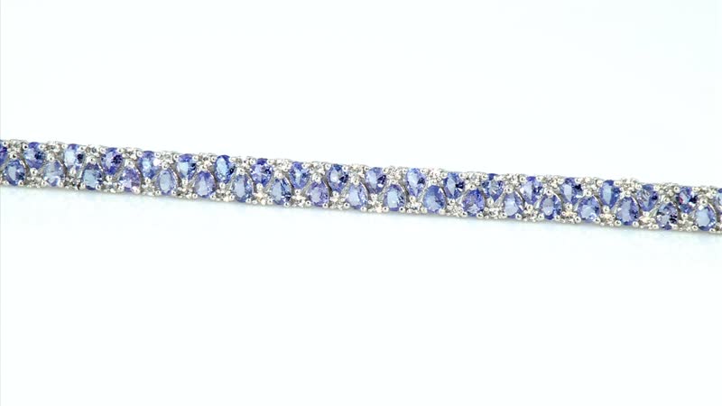 Tanzanite and White Zircon 11.75 ctw Bracelet in Rhodium Over Sterling Silver (7.25 In)