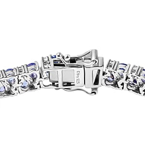 Tanzanite and White Zircon 11.75 ctw Bracelet in Rhodium Over Sterling Silver (7.25 In)