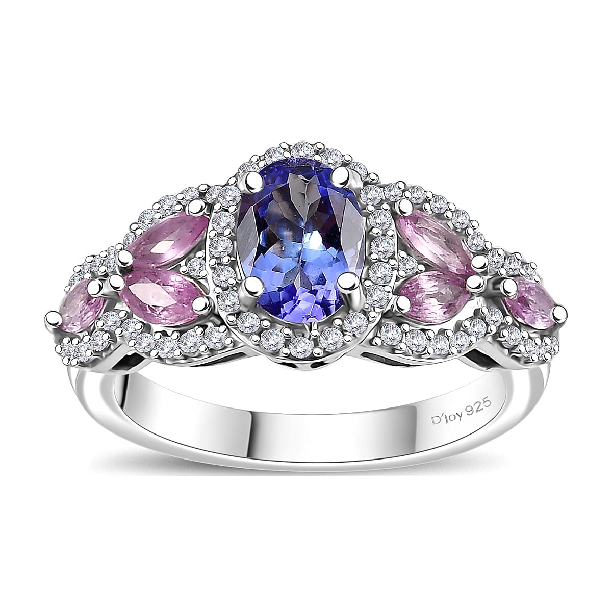 Tanzanite, Multi Gemstone Ring in Rhodium Over Sterling Silver (Size 10.0) 1.85 ctw image number 0