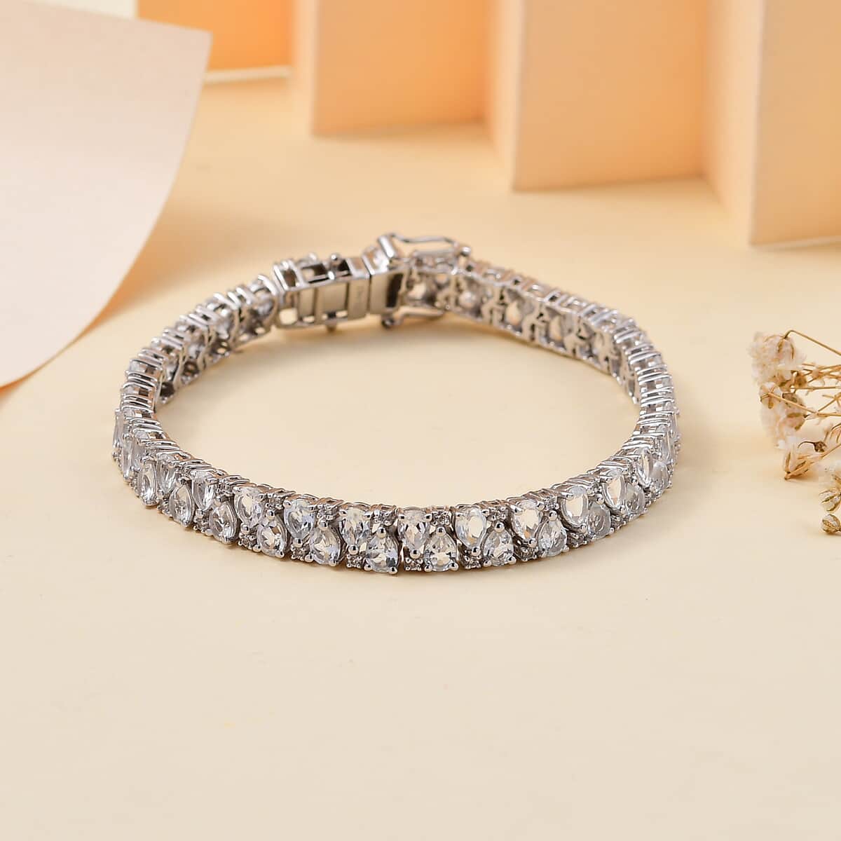 White Topaz 13.80 ctw Bracelet in Rhodium Over Sterling Silver (7.25 In) image number 1