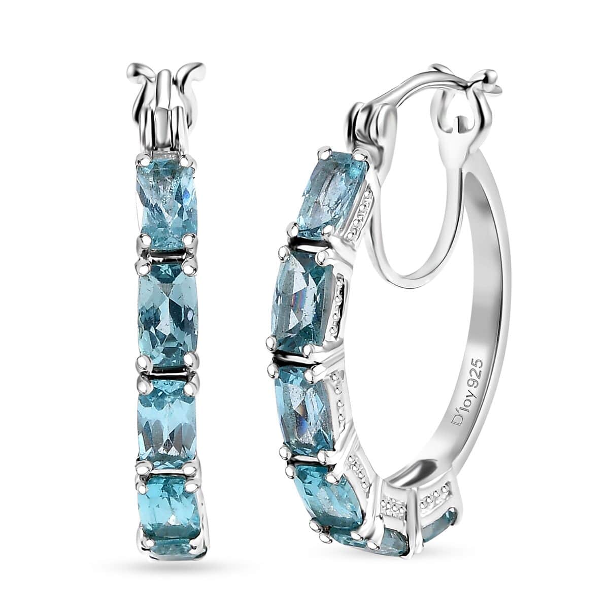 Betroka Blue Apatite 3.30 ctw Earrings in Rhodium Over Sterling Silver image number 0