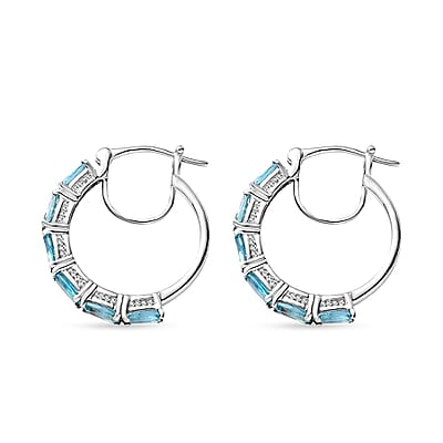 D'Joy Betroka Blue Apatite 3.30 ctw Serenity Vine Earrings in Rhodium Over Sterling Silver