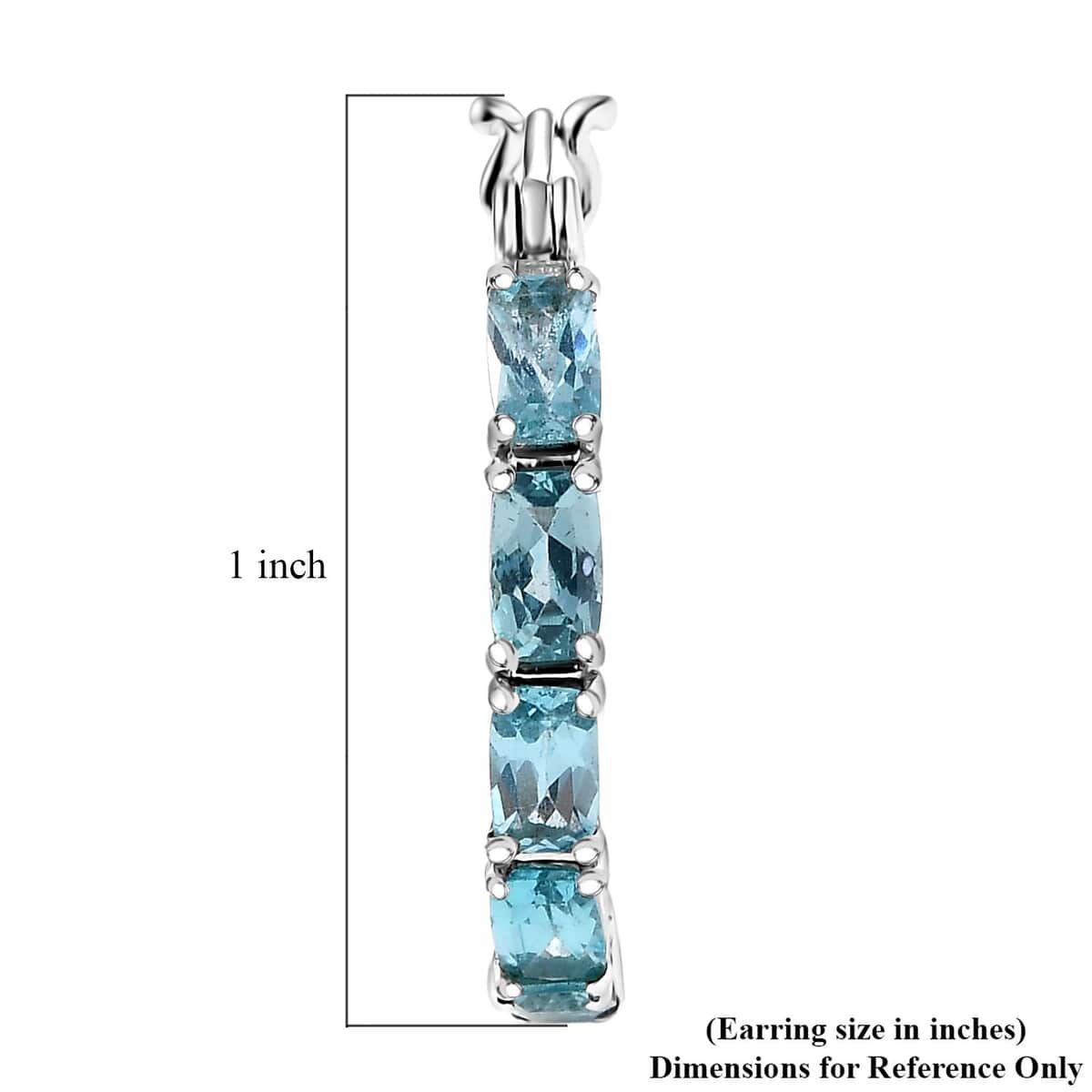 Betroka Blue Apatite 3.30 ctw Earrings in Rhodium Over Sterling Silver image number 4