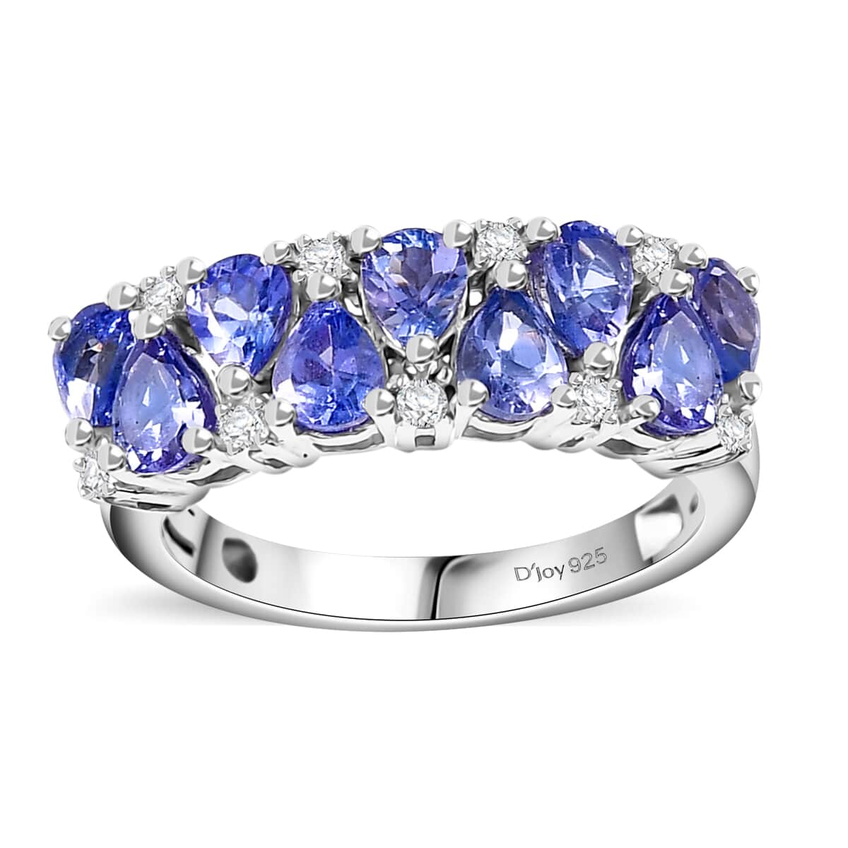 Tanzanite and White Zircon 1.50 ctw Ring in Rhodium Over Sterling Silver (Size 10.0) image number 0