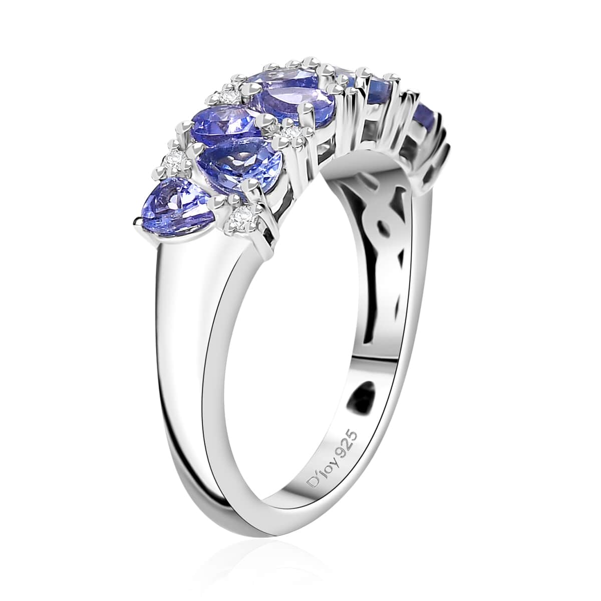 Tanzanite and White Zircon 1.50 ctw Ring in Rhodium Over Sterling Silver (Size 10.0) image number 3