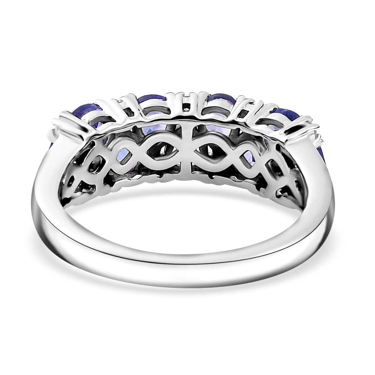 Tanzanite and White Zircon 1.50 ctw Ring in Rhodium Over Sterling Silver (Size 10.0) image number 4