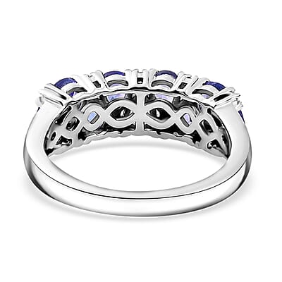 Tanzanite and White Zircon 1.50 ctw Ring in Rhodium Over Sterling Silver (Size 10.0)
