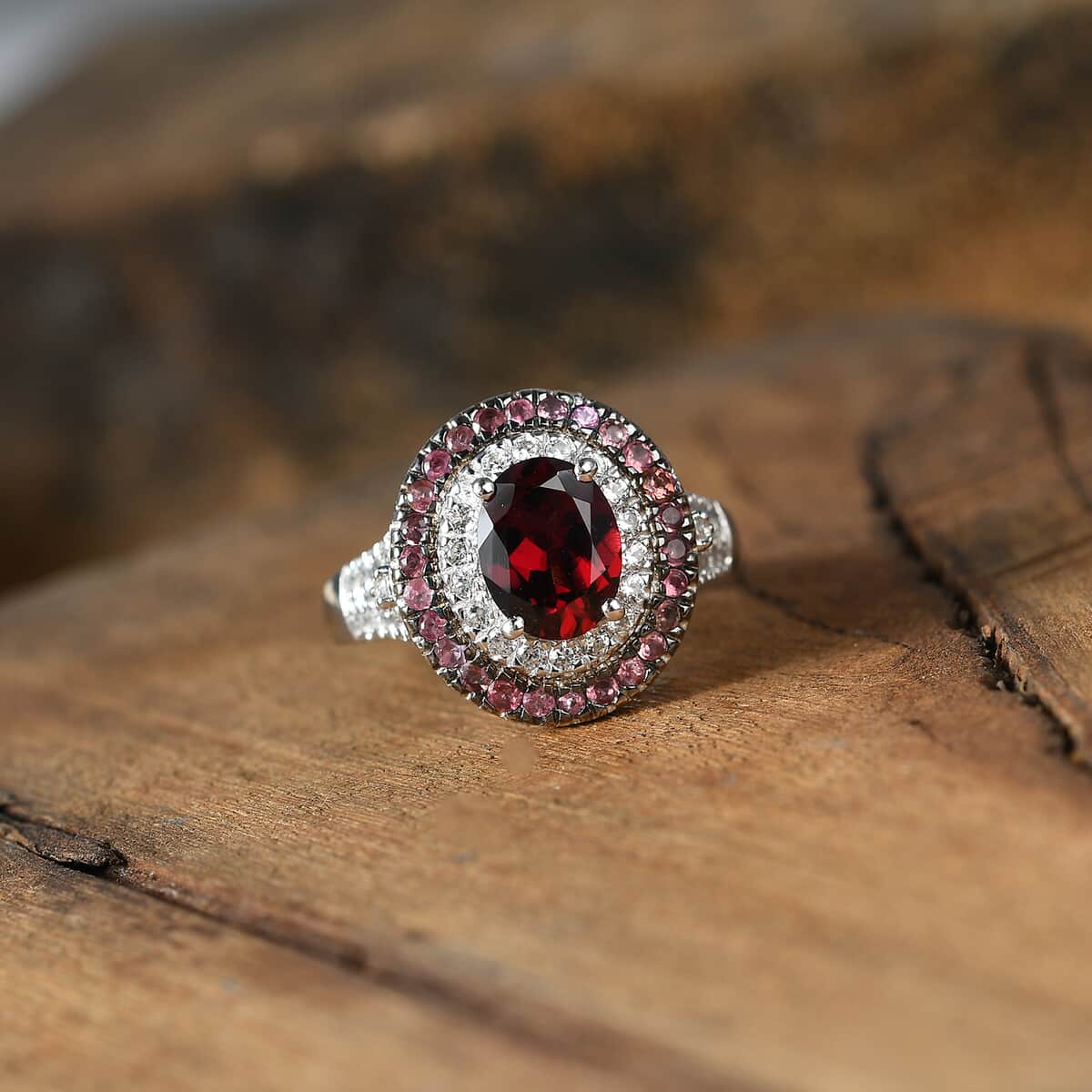 Orissa Rhodolite Garnet and Multi Gemstone 3.25 ctw Ring in Rhodium Over Sterling Silver image number 1