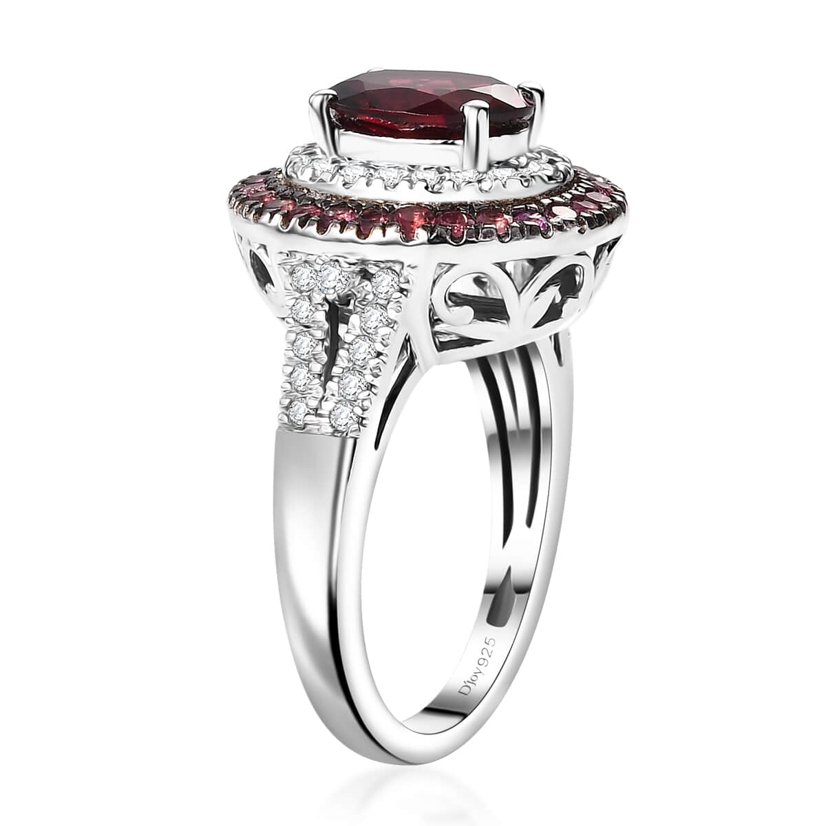 Orissa Rhodolite Garnet and Multi Gemstone 3.25 ctw Ring in Rhodium Over Sterling Silver image number 3