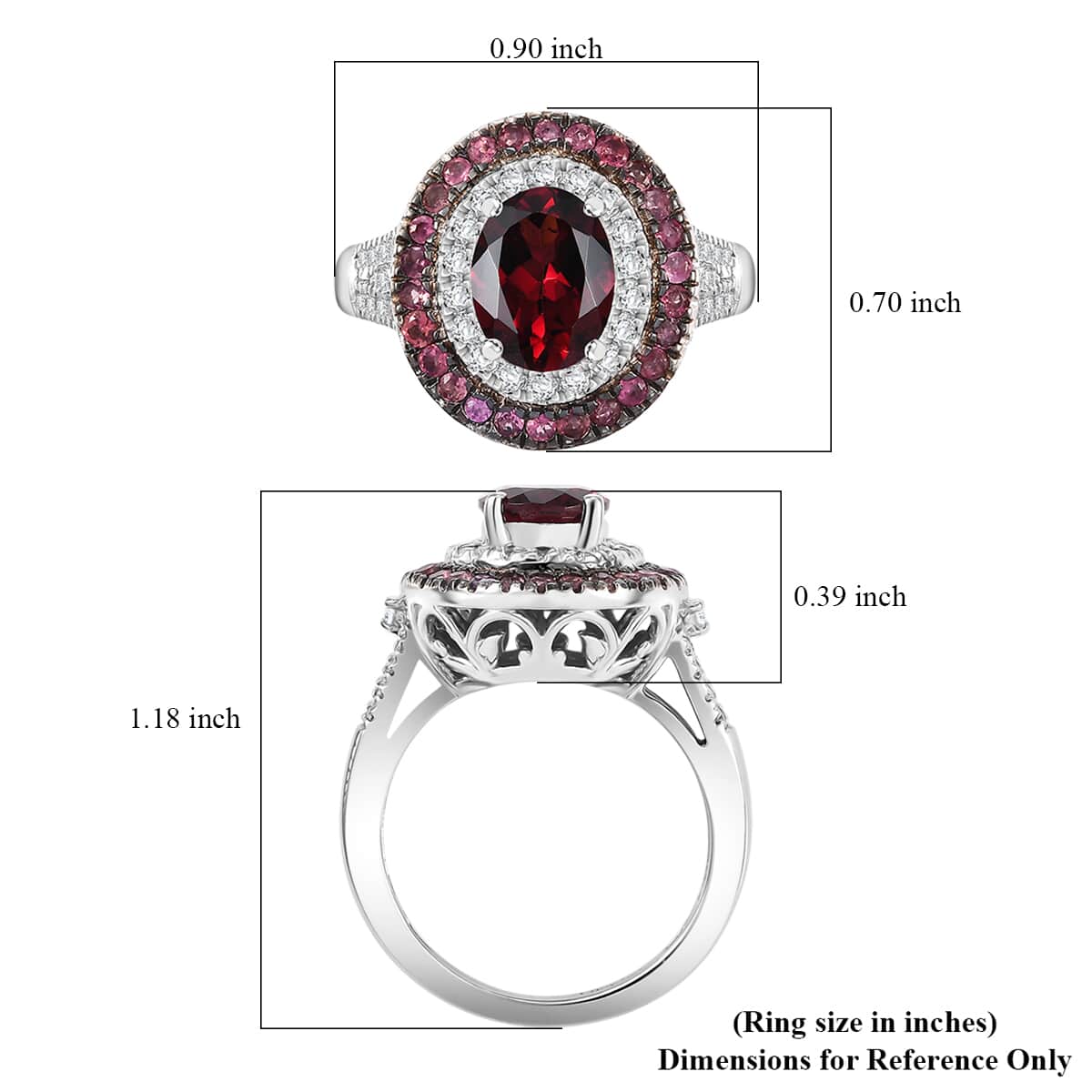 Orissa Rhodolite Garnet and Multi Gemstone 3.25 ctw Ring in Rhodium Over Sterling Silver image number 5