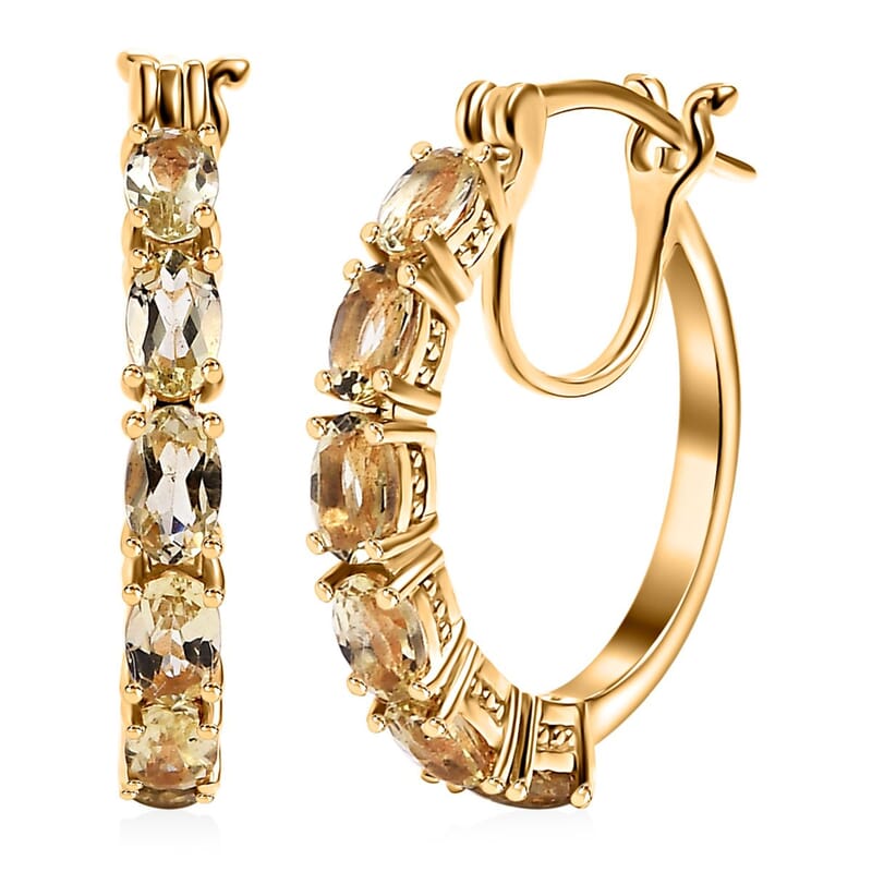 D'Joy Betroka Yellow Apatite 3.25 ctw Hoop Earrings in 18K Vermeil Yellow Gold Over Sterling Silver