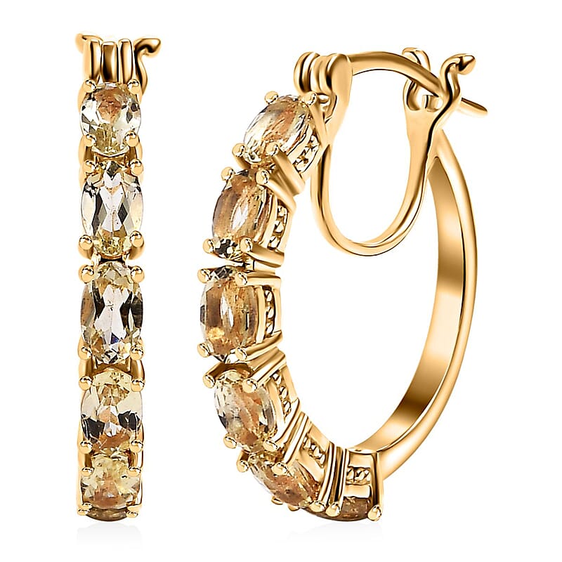 D'Joy Betroka Yellow Apatite 3.25 ctw Hoop Earrings in 18K Vermeil Yellow Gold Over Sterling Silver