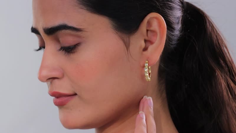 D'Joy Betroka Yellow Apatite 3.25 ctw Hoop Earrings in 18K Vermeil Yellow Gold Over Sterling Silver