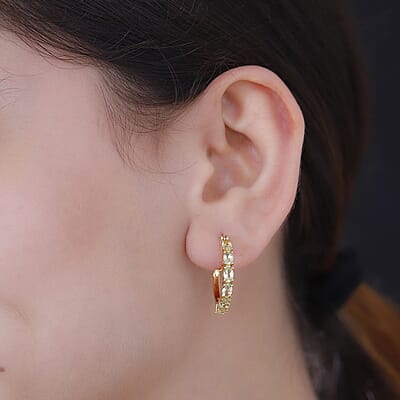 D'Joy Betroka Yellow Apatite 3.25 ctw Hoop Earrings in 18K Vermeil Yellow Gold Over Sterling Silver