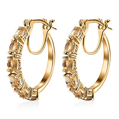 D'Joy Betroka Yellow Apatite 3.25 ctw Hoop Earrings in 18K Vermeil Yellow Gold Over Sterling Silver