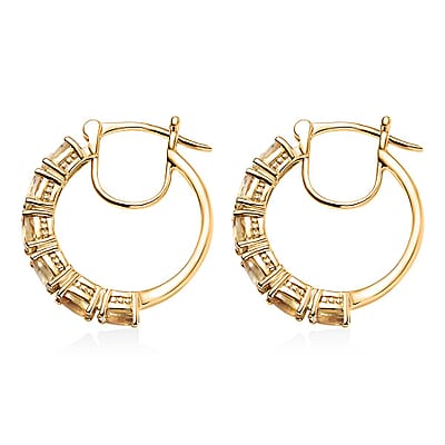 D'Joy Betroka Yellow Apatite 3.25 ctw Hoop Earrings in 18K Vermeil Yellow Gold Over Sterling Silver