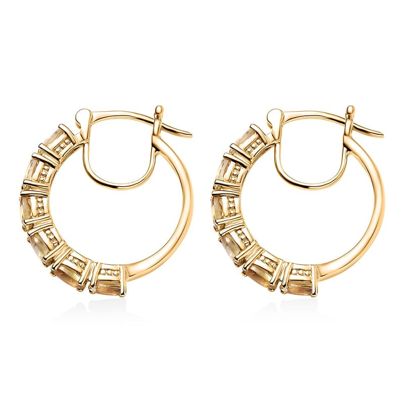 D'Joy Betroka Yellow Apatite 3.25 ctw Hoop Earrings in 18K Vermeil Yellow Gold Over Sterling Silver