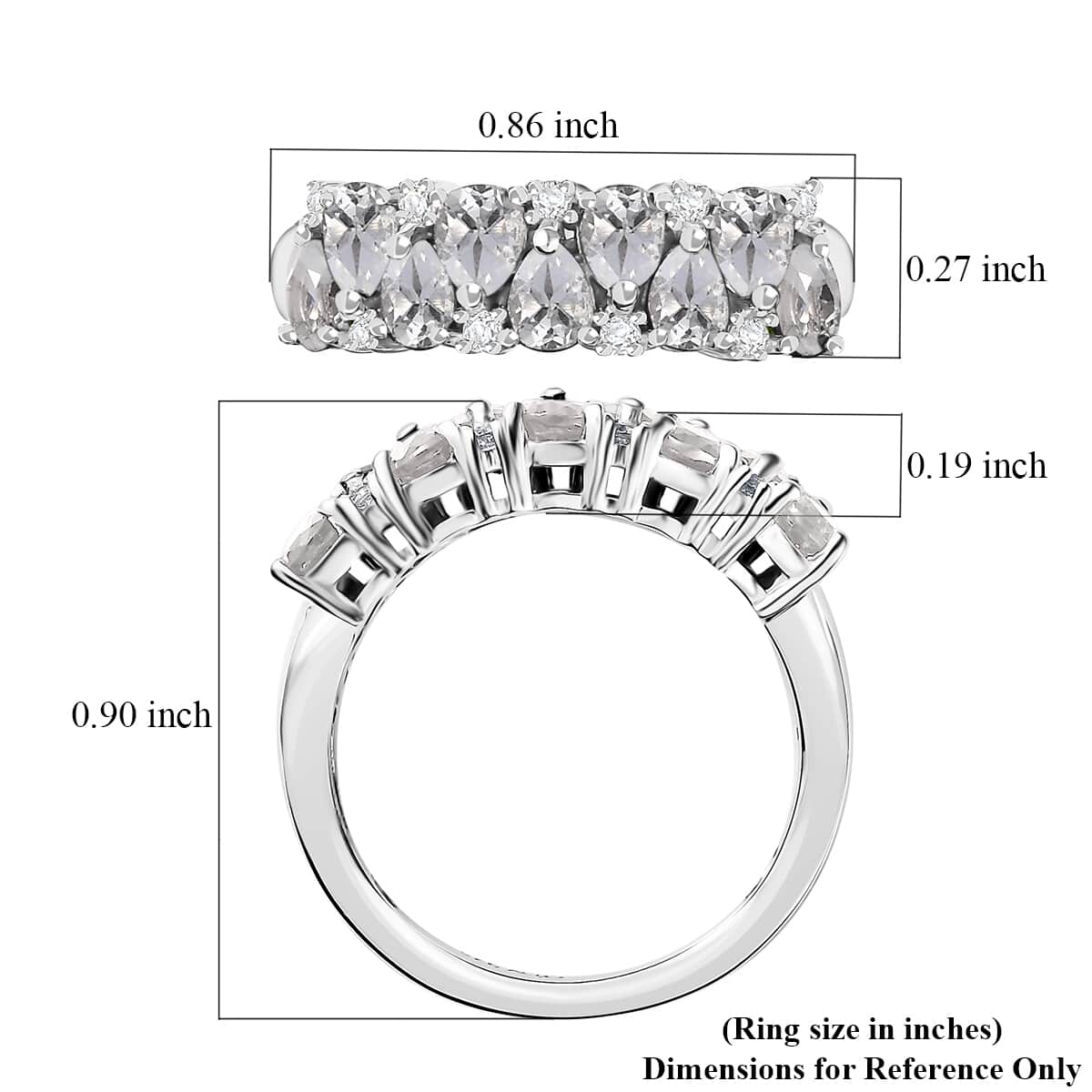 White Topaz 1.80 ctw Ring in Rhodium Over Sterling Silver (Size 10.0) image number 5