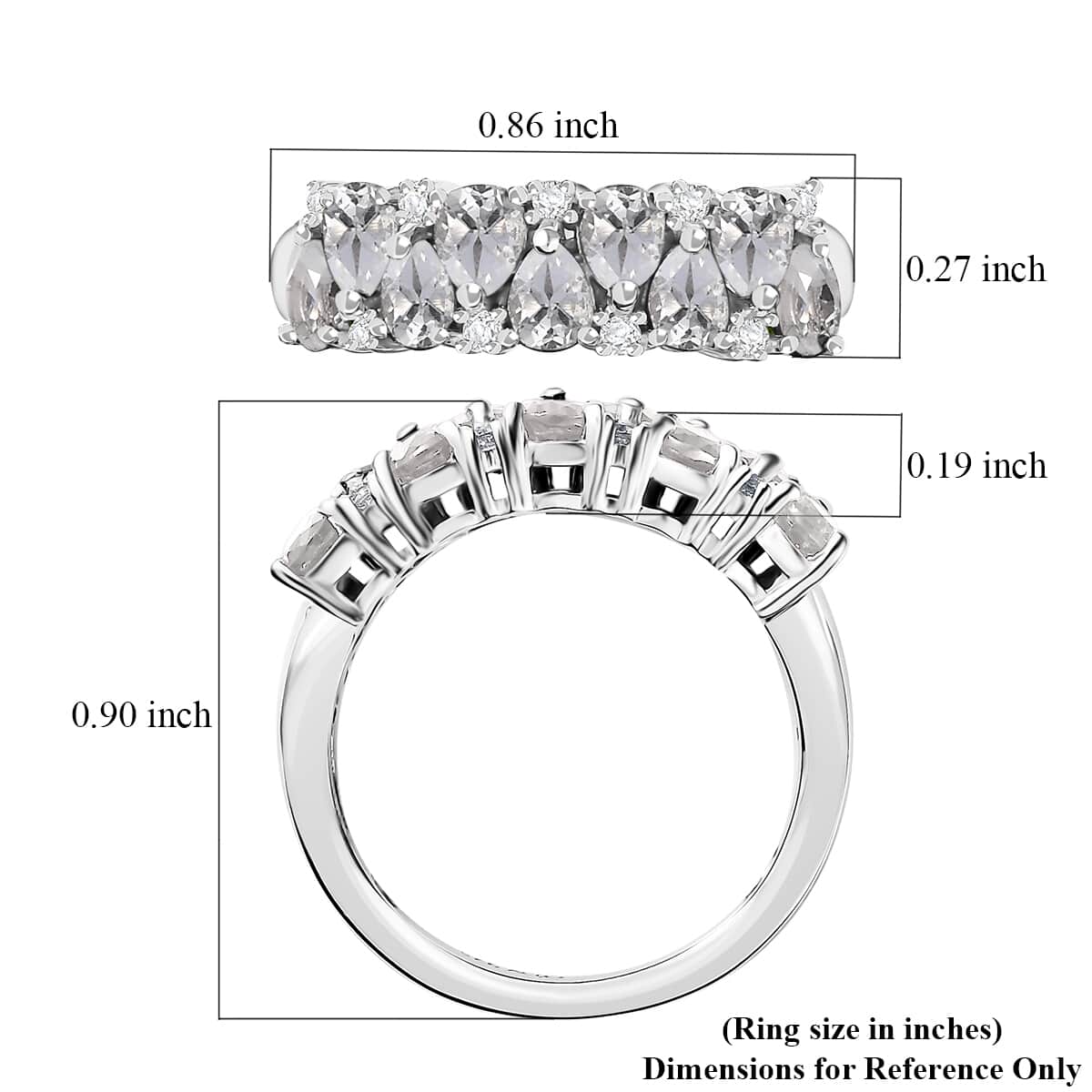 White Topaz 1.80 ctw Ring in Rhodium Over Sterling Silver (Size 7.0) image number 5