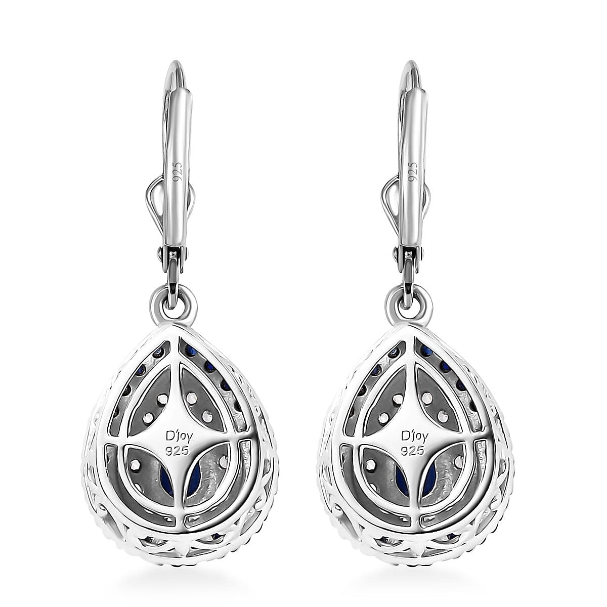 Kashmir Kyanite and Multi Gemstone 3.90 ctw Floral Double Halo Earrings in Rhodium Over Sterling Silver