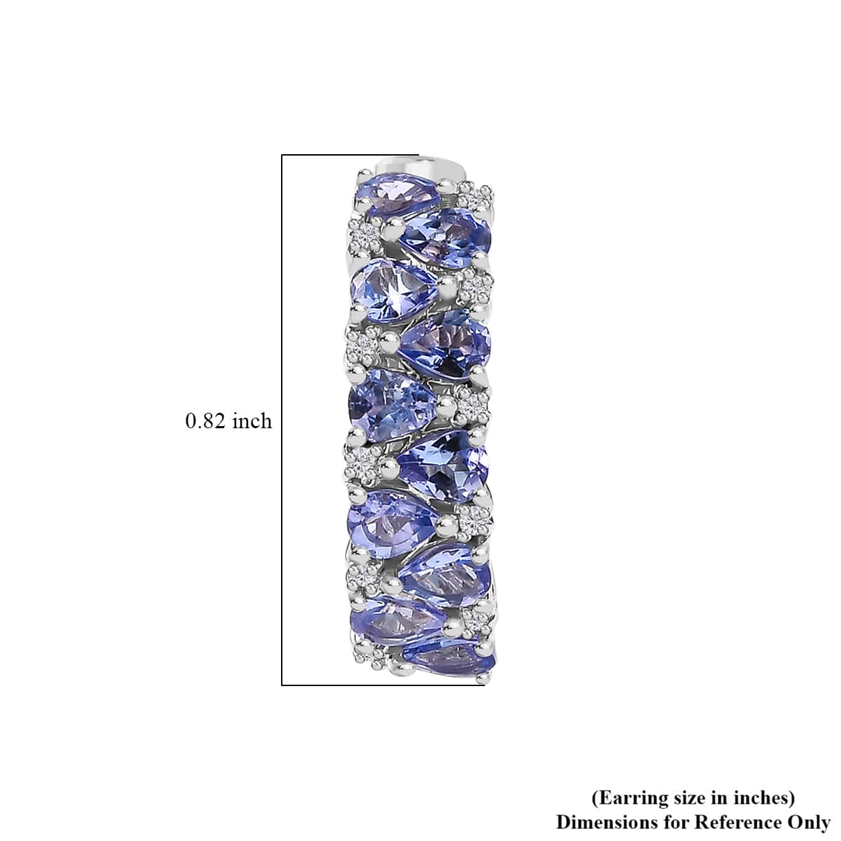 Tanzanite and White Zircon 3.25 ctw Hoop Earrings in Rhodium Over Sterling Silver image number 5