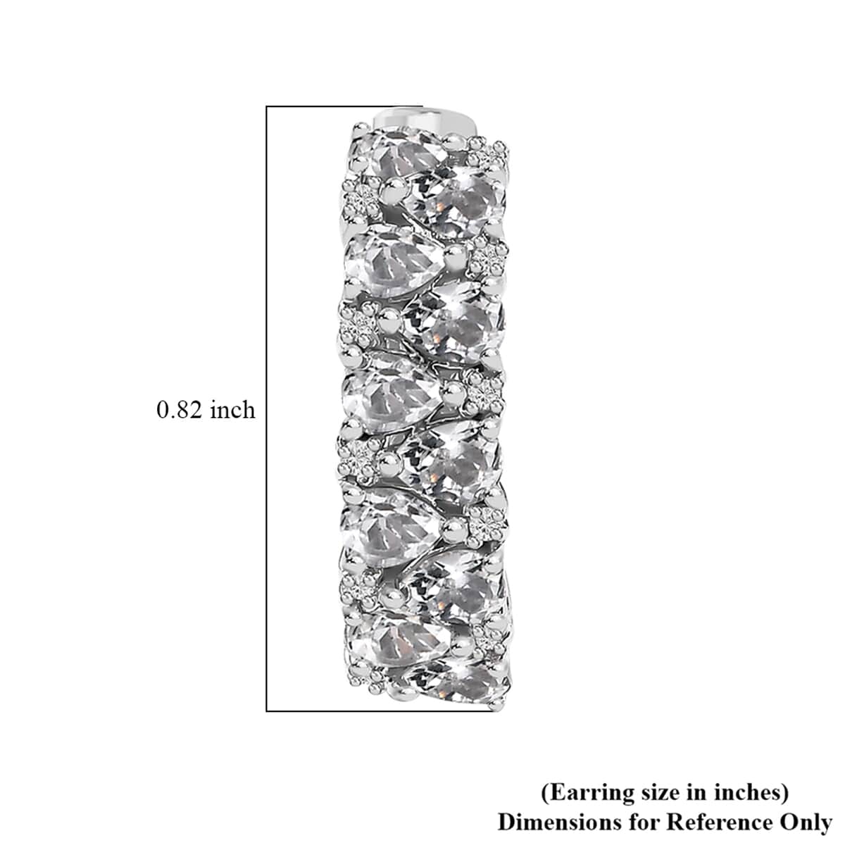 White Topaz 4.00 ctw Hoop Earrings in Rhodium Over Sterling Silver image number 4