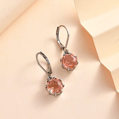 Morganique Quartz (Triplet) 5.20 ctw Lever Back Earrings in Stainless Steel