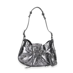 Grand Pelle Dark Silver Genuine Leather Crossbody Bag with Shoulder Strap