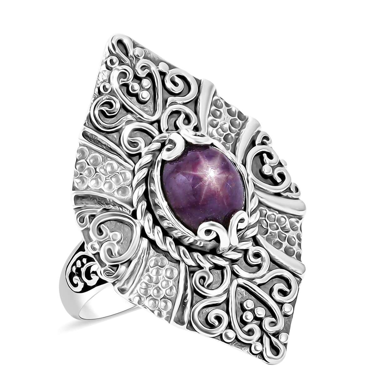 Bali Legacy Indian Star Ruby 3.50 ctw Ring in Sterling Silver (Size 10.0)  image number 0