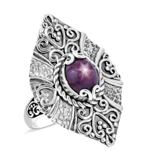 Bali Legacy Indian Star Ruby 3.50 ctw Ring in Sterling Silver (Size 10.0) 