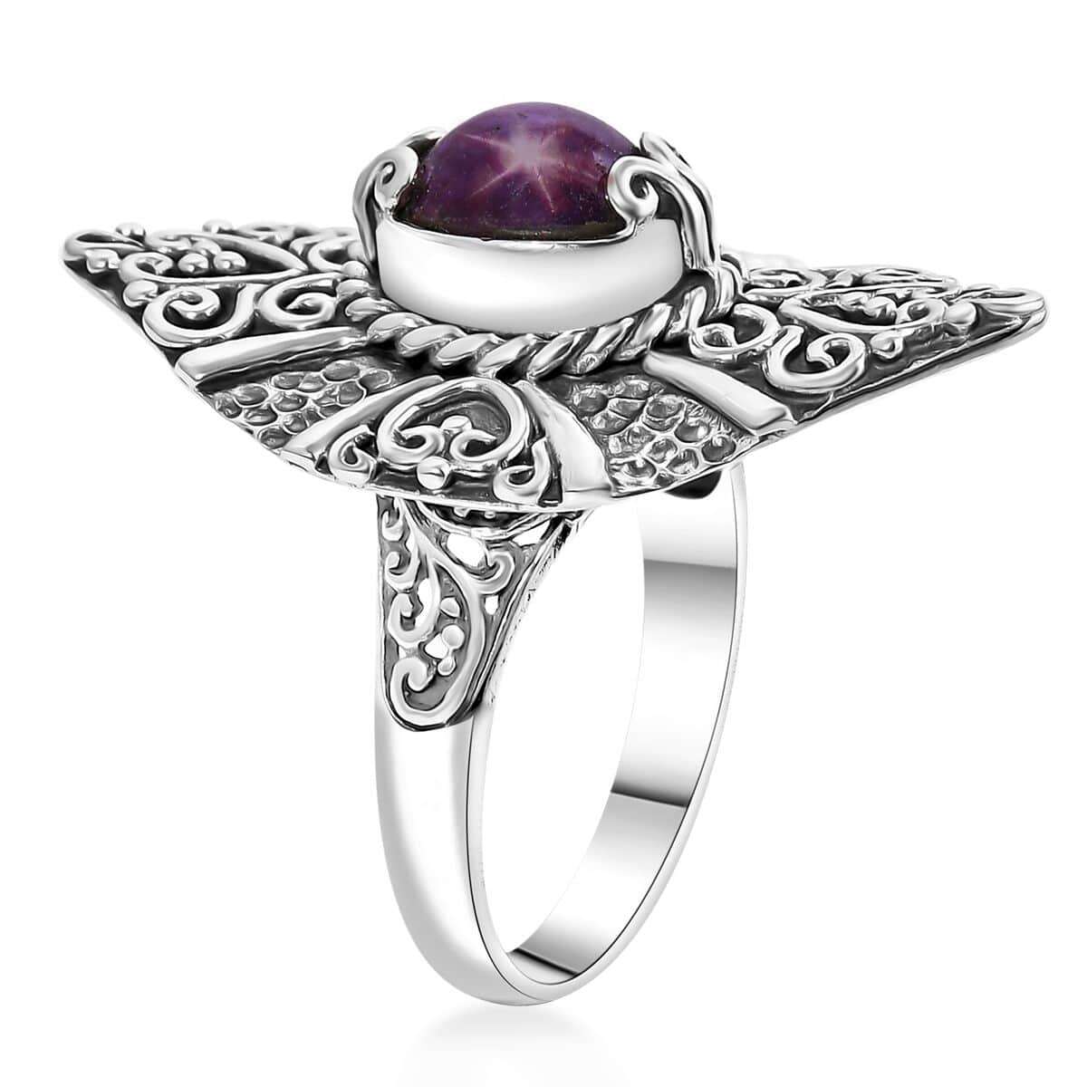 Bali Legacy Indian Star Ruby 3.50 ctw Ring in Sterling Silver (Size 10.0)  image number 3