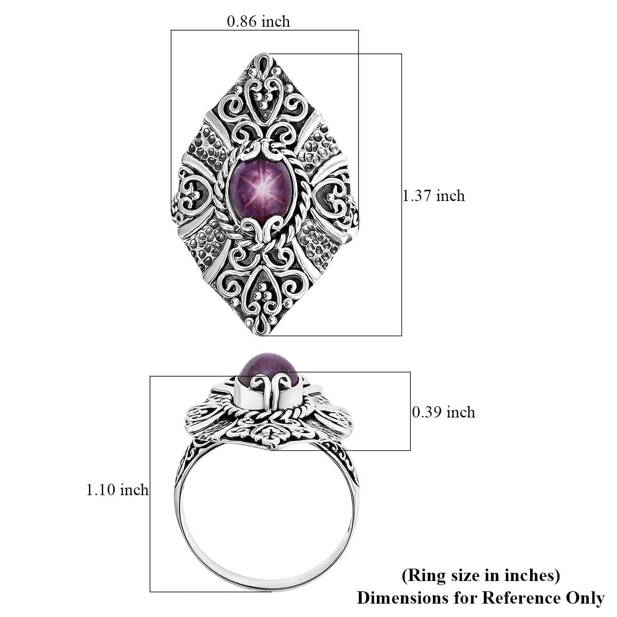 Bali Legacy Indian Star Ruby 3.50 ctw Ring in Sterling Silver (Size 10.0)  image number 5