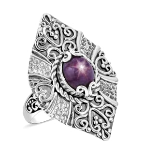 Bali Legacy Indian Star Ruby 3.50 ctw Ring in Sterling Silver (Size 7.0) 