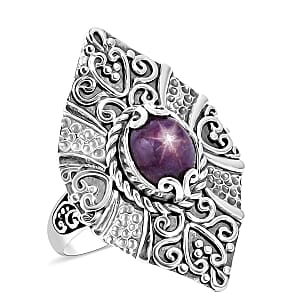 Bali Legacy Indian Star Ruby 3.50 ctw Ring in Sterling Silver (Size 8.0) 