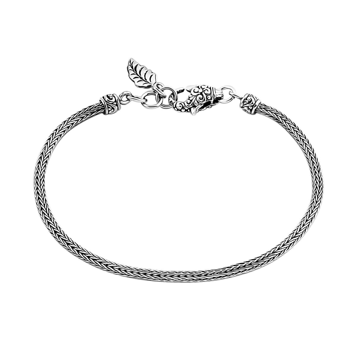 Bali Legacy Tulang Naga Chain Bracelet with Leaf Charm in Sterling Silver 8.35 Grams (7.25 In) image number 0