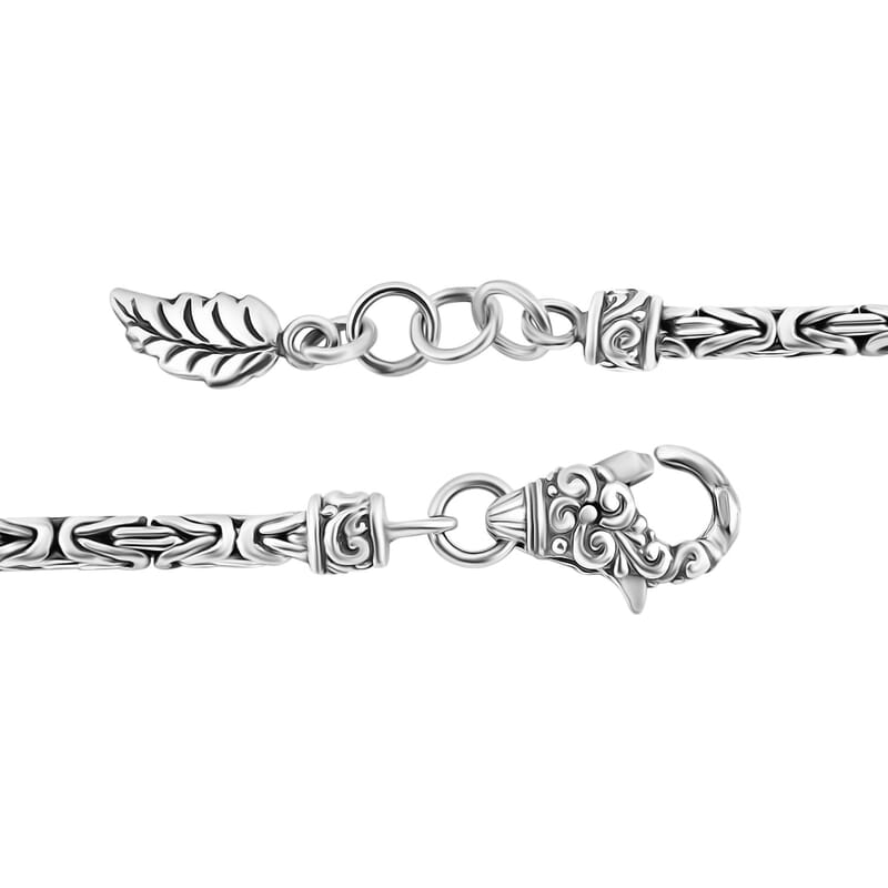 Bali Legacy Borobudur Chain Bracelet with Leaf Charm Sterling Silver 11.30 Grams (7.25 In)