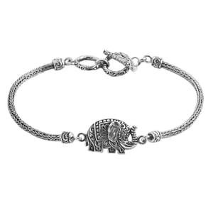 Bali Legacy Elephant Bracelet in Sterling Silver (6.5-8.0In) 13.50 Grams