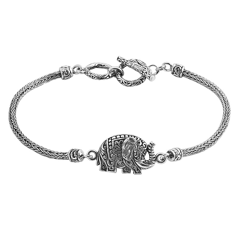 Bali Legacy Elephant Bracelet in Sterling Silver (6.5-8.0In) 13.50 Grams