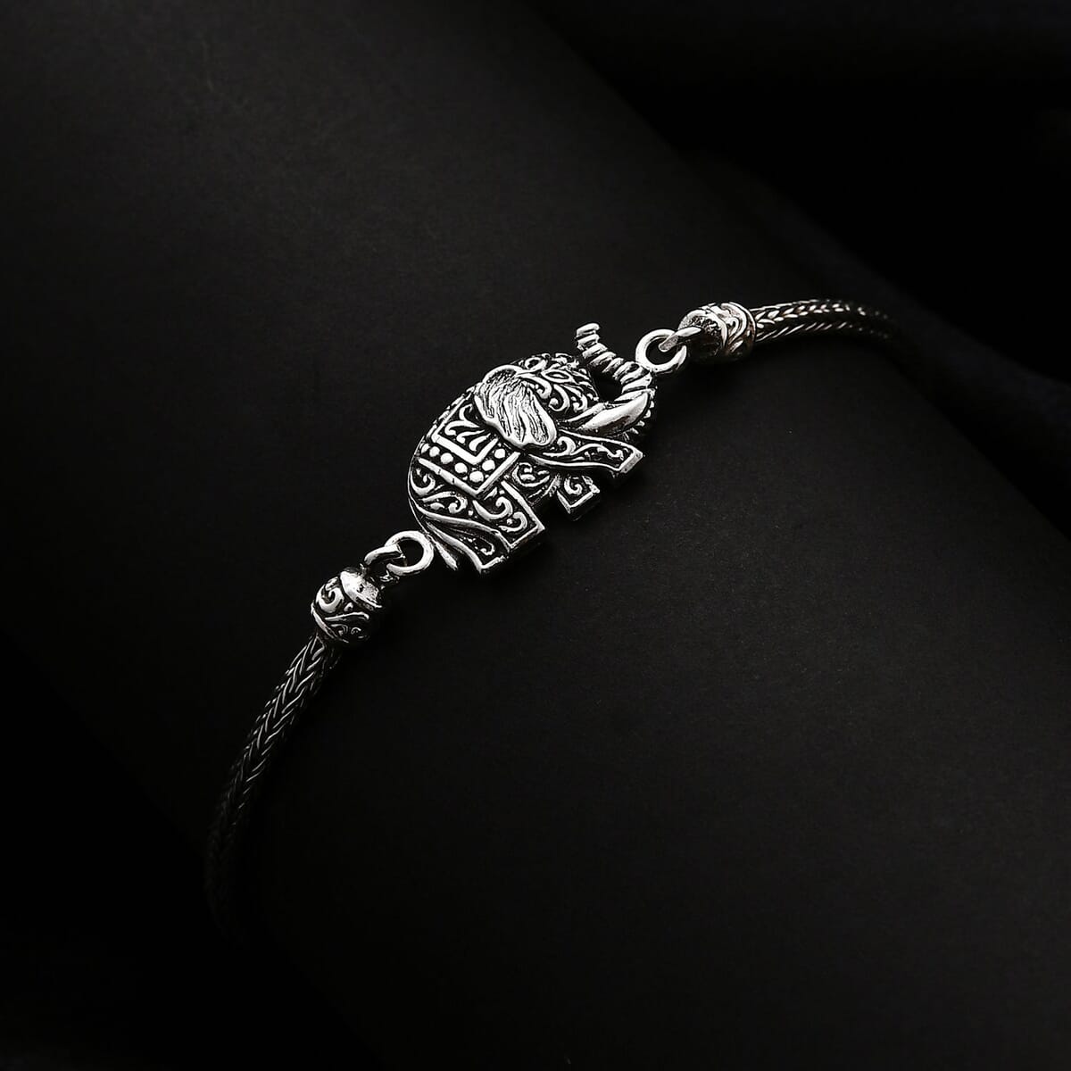 Bali Legacy Elephant Bracelet in Sterling Silver (6.5-8.0In) 13.50 Grams image number 1