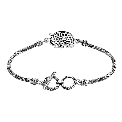 Bali Legacy Elephant Bracelet in Sterling Silver (6.5-8.0In) 13.50 Grams