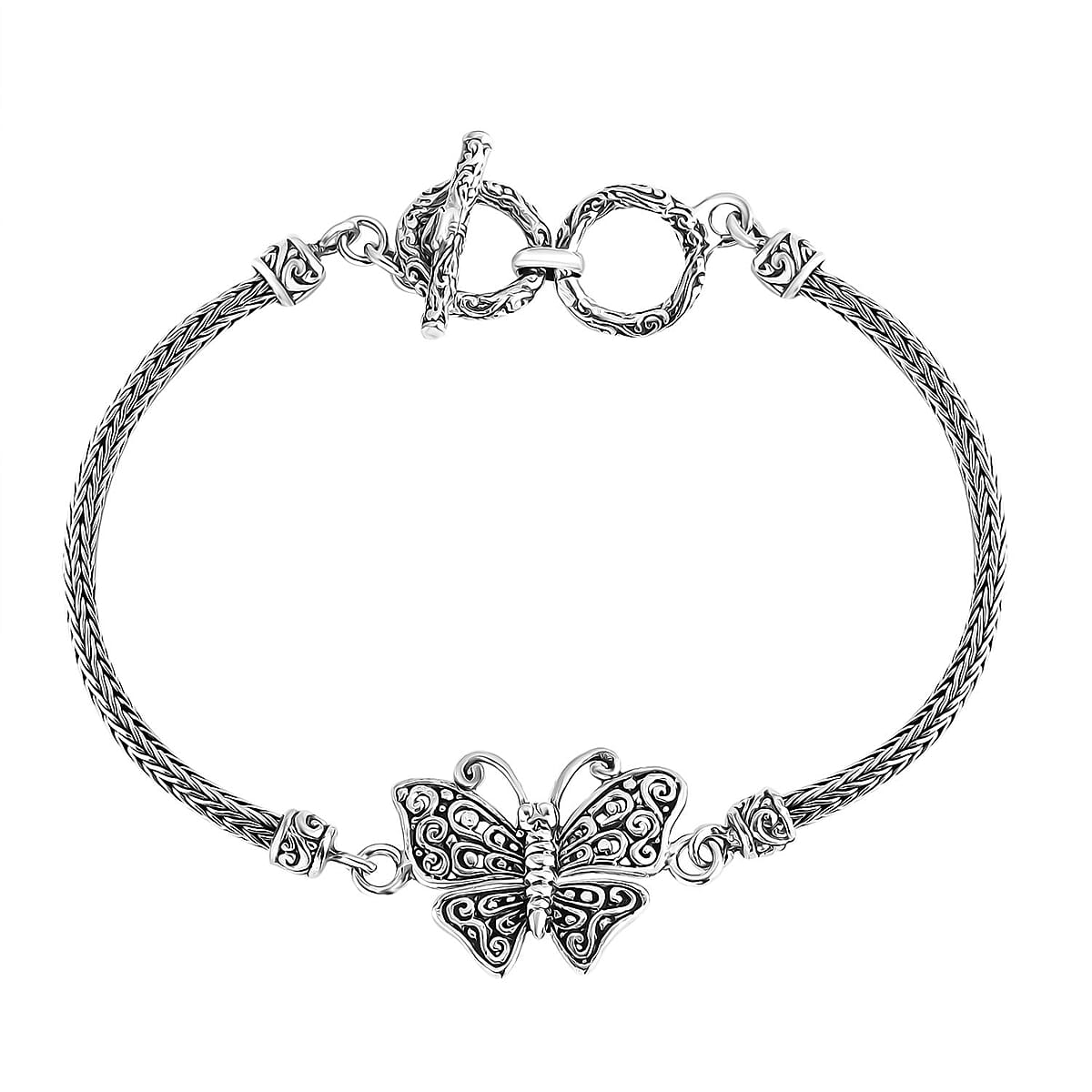Bali Legacy Butterfly Bracelet in Sterling Silver (6.5-8.0In) 11.40 Grams image number 0