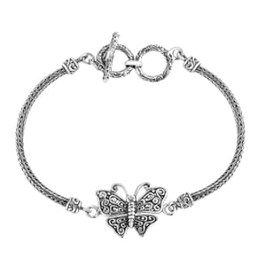 Bali Legacy Butterfly Bracelet in Sterling Silver (6.5-8.0In) 11.40 Grams