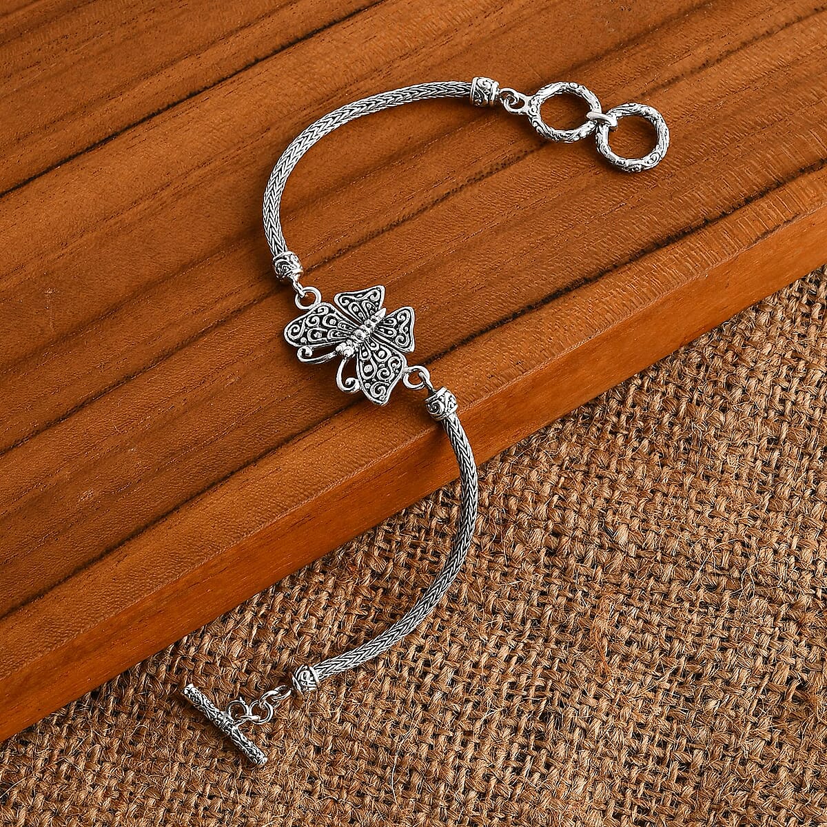 Bali Legacy Butterfly Bracelet in Sterling Silver (6.5-8.0In) 11.40 Grams image number 1