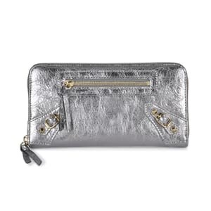 Grand Pelle Dark Silver Genuine Leather Bifold Long Wallet